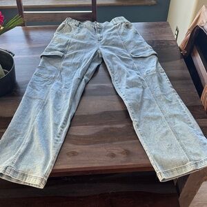 Medium YMI Stretch Light Blue Wide Leg Cargo Jeans